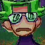 sketchy icon of puff facing forward with rough lines, color, and shading.