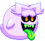 puff as a mario boo floating up and down, with clean lines, color, and shading.