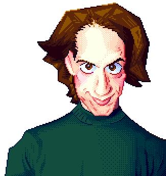 a bust of John Linnell staring directly at the camera. Uses dithering to blend the colors further.