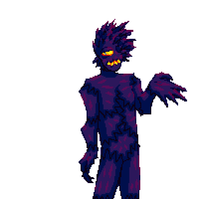 a humanoid collection of urchins pops out and splits apart to a bunch of singular urchins.