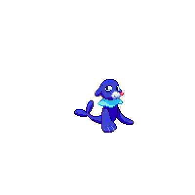 the pokemon popplio swimming around, evolving down its whole line as it swims.